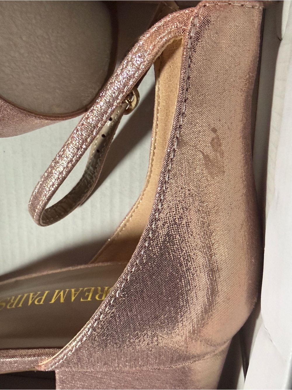 Dream Pairs Metallic Rose Gold Mary Jane Heels with Ankle Strap - Picture 3 of 5